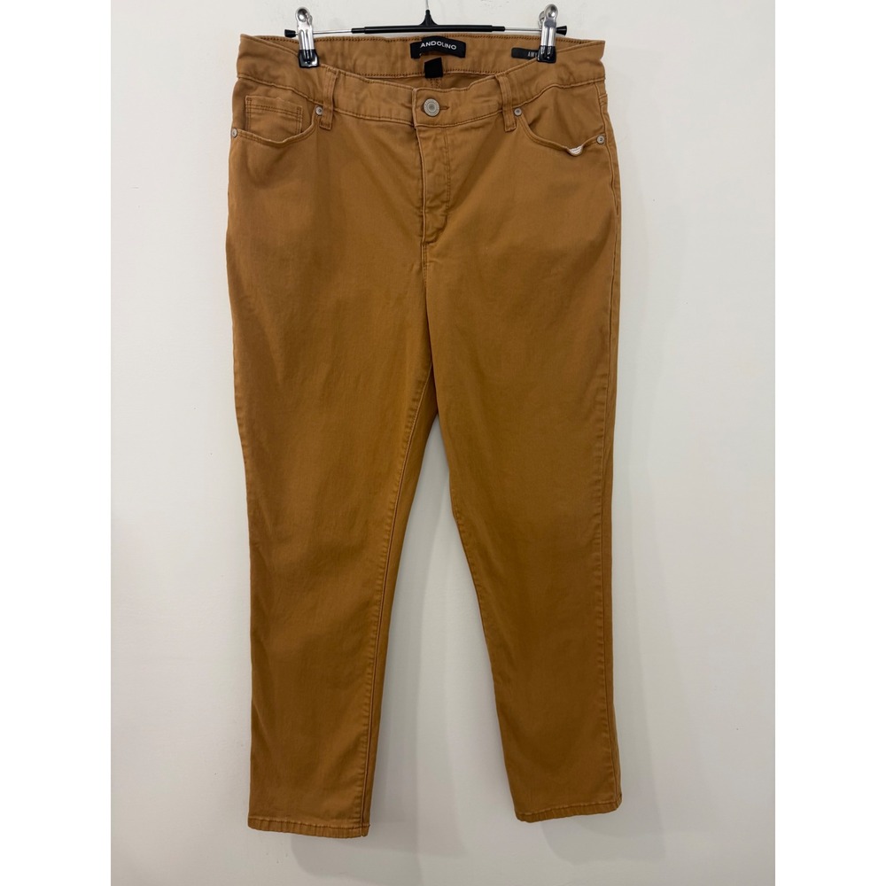 Bandolino Amy Straight Leg Pants Camel Brown Size 12 Stretch Cotton Trousers